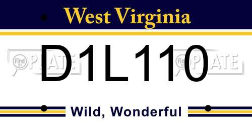 D1L110 West Virginia License Plate