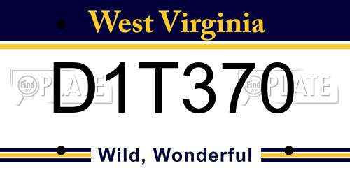 D1T370 West Virginia License Plate
