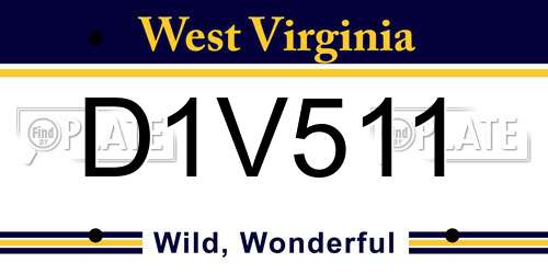 D1V511 West Virginia License Plate