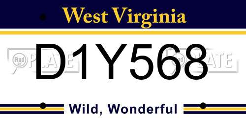 D1Y568 West Virginia License Plate