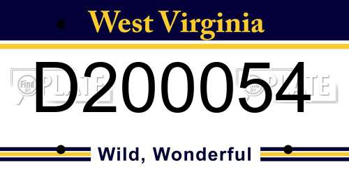 D200054 West Virginia License Plate