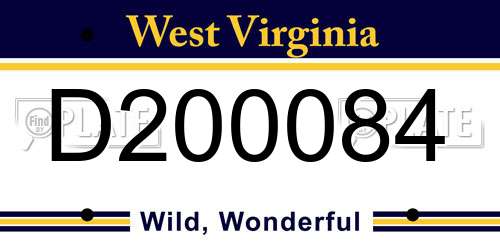 D200084 West Virginia License Plate