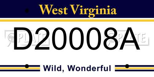 D20008A West Virginia License Plate