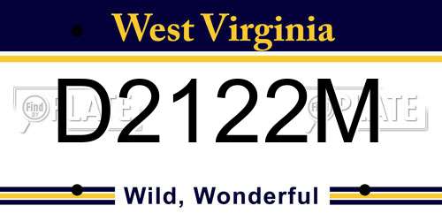 D2122M West Virginia License Plate