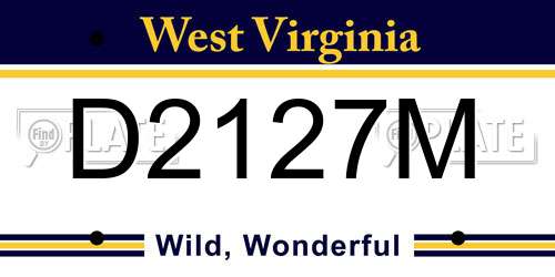 D2127M West Virginia License Plate