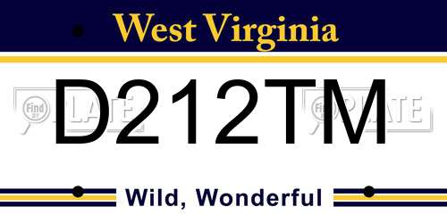 D212TM West Virginia License Plate
