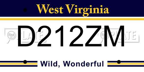 D212ZM West Virginia License Plate