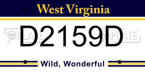 D2159D West Virginia License Plate