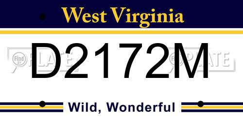 D2172M West Virginia License Plate