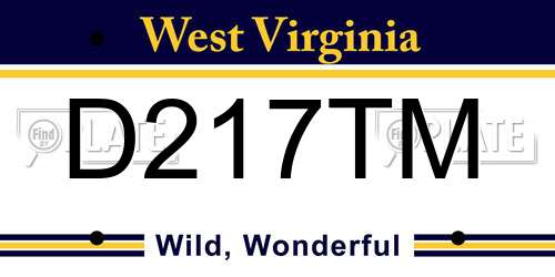 D217TM West Virginia License Plate