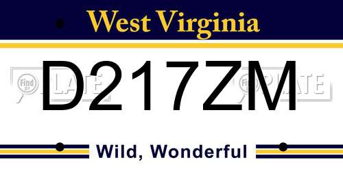 D217ZM West Virginia License Plate