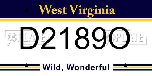 D2189O West Virginia License Plate