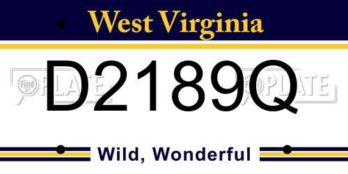 D2189Q West Virginia License Plate