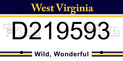D219593 West Virginia License Plate