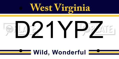 D21YPZ West Virginia License Plate