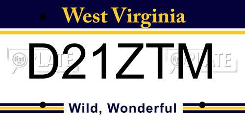 D21ZTM West Virginia License Plate