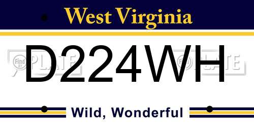 D224WH West Virginia License Plate