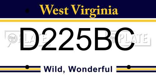 D225BC West Virginia License Plate