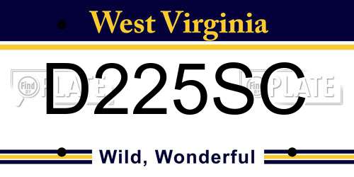 D225SC West Virginia License Plate