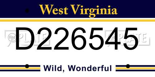 D226545 West Virginia License Plate