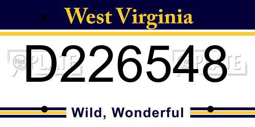 D226548 West Virginia License Plate