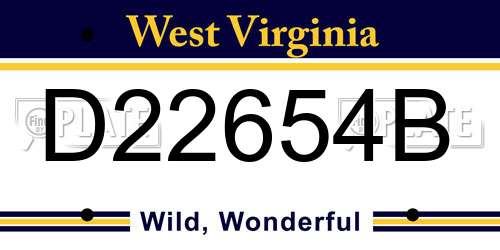 D22654B West Virginia License Plate