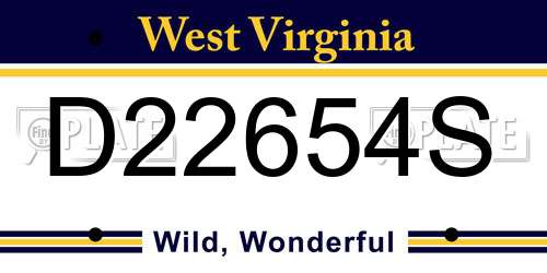D22654S West Virginia License Plate