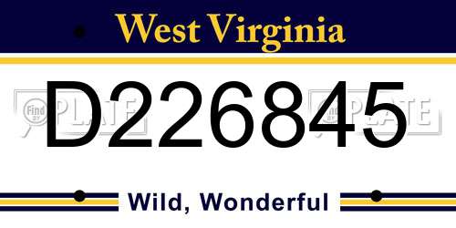 D226845 West Virginia License Plate