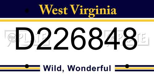 D226848 West Virginia License Plate