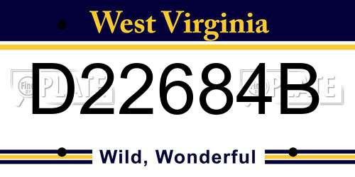 D22684B West Virginia License Plate