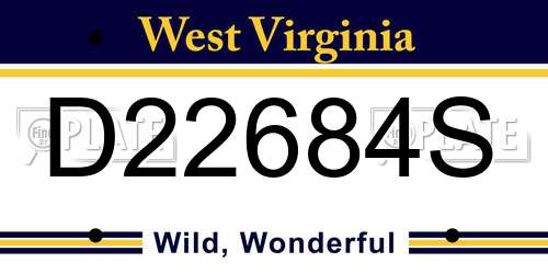 D22684S West Virginia License Plate