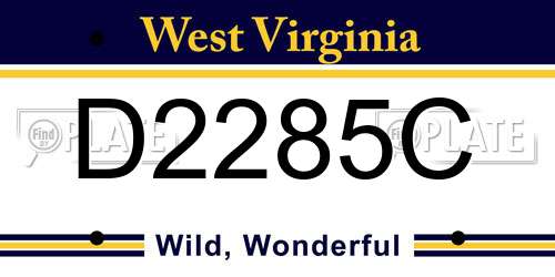 D2285C West Virginia License Plate