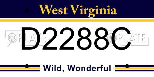 D2288C West Virginia License Plate