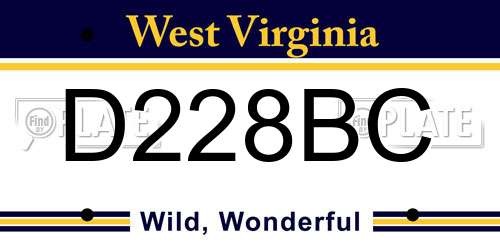 D228BC West Virginia License Plate