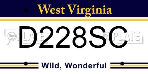 D228SC West Virginia License Plate