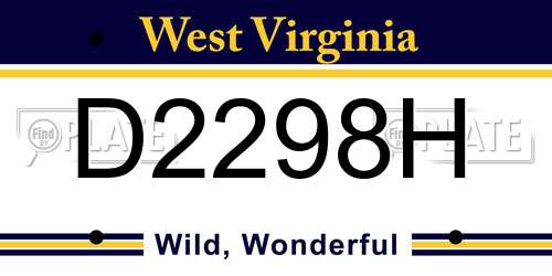 D2298H West Virginia License Plate