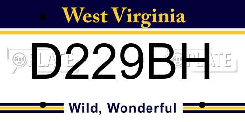 D229BH West Virginia License Plate