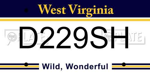 D229SH West Virginia License Plate