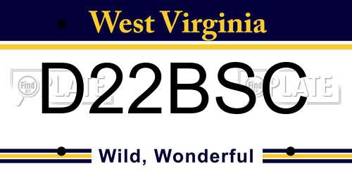 D22BSC West Virginia License Plate