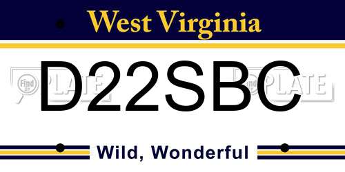 D22SBC West Virginia License Plate