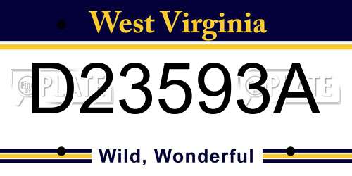 D23593A West Virginia License Plate