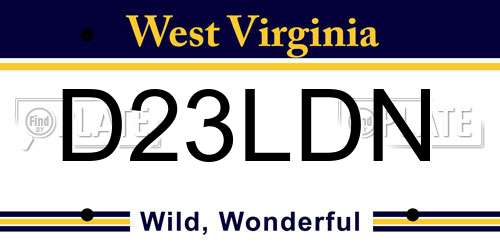 D23LDN West Virginia License Plate