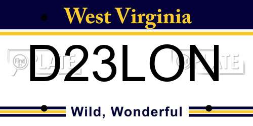 D23LON West Virginia License Plate