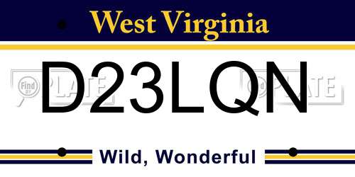 D23LQN West Virginia License Plate