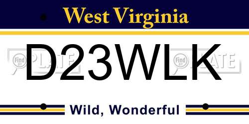 D23WLK West Virginia License Plate