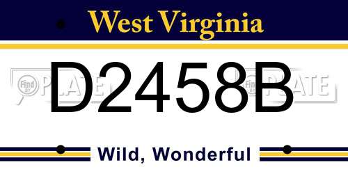 D2458B West Virginia License Plate
