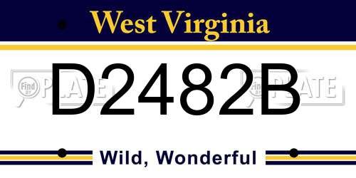 D2482B West Virginia License Plate