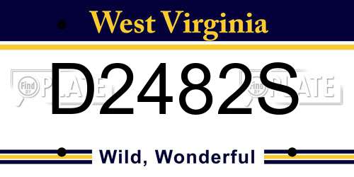D2482S West Virginia License Plate