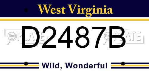 D2487B West Virginia License Plate