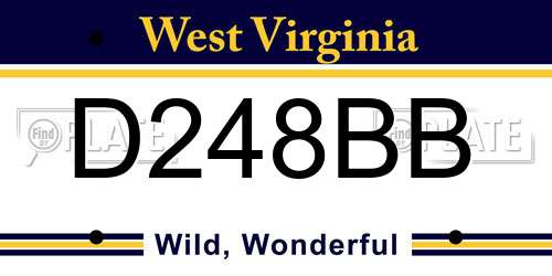 D248BB West Virginia License Plate